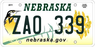 NE license plate ZAO339