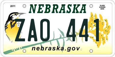 NE license plate ZAO441