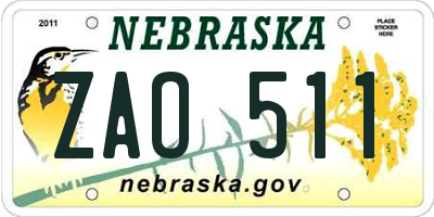 NE license plate ZAO511