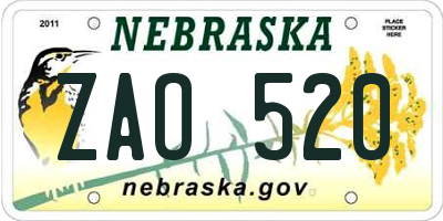 NE license plate ZAO520