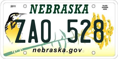 NE license plate ZAO528