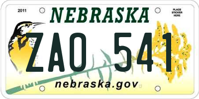NE license plate ZAO541