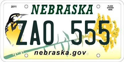 NE license plate ZAO555