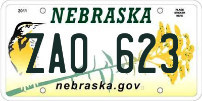 NE license plate ZAO623