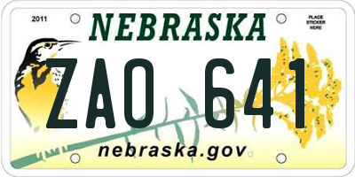 NE license plate ZAO641