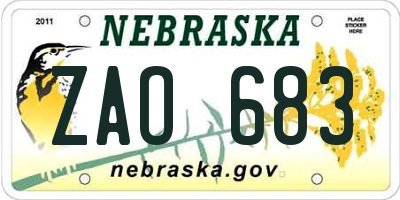 NE license plate ZAO683