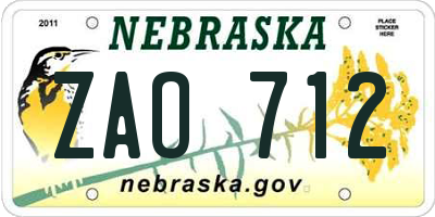 NE license plate ZAO712