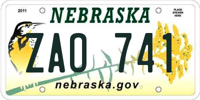 NE license plate ZAO741