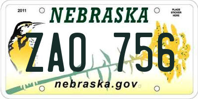 NE license plate ZAO756