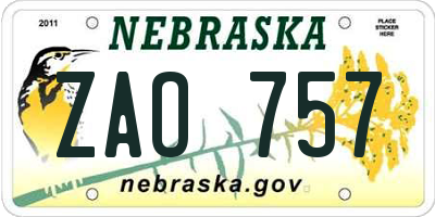 NE license plate ZAO757