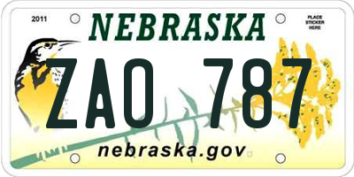 NE license plate ZAO787