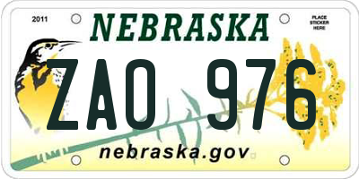 NE license plate ZAO976