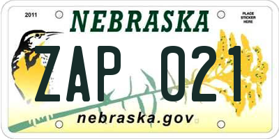 NE license plate ZAP021