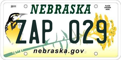 NE license plate ZAP029