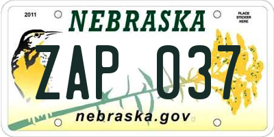 NE license plate ZAP037