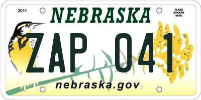 NE license plate ZAP041
