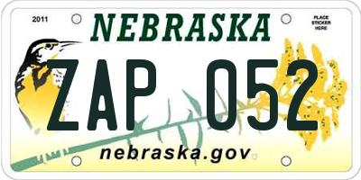 NE license plate ZAP052