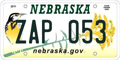 NE license plate ZAP053