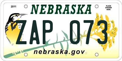 NE license plate ZAP073