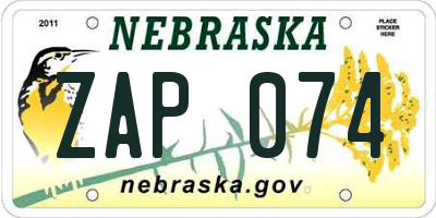 NE license plate ZAP074