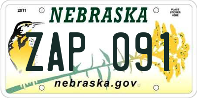 NE license plate ZAP091