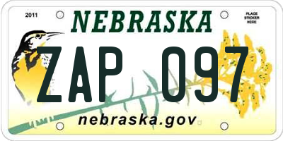 NE license plate ZAP097