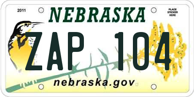 NE license plate ZAP104