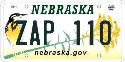 NE license plate ZAP110