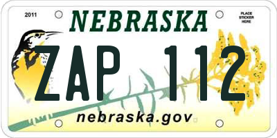NE license plate ZAP112