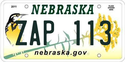 NE license plate ZAP113