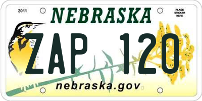 NE license plate ZAP120
