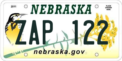 NE license plate ZAP122