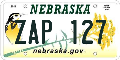 NE license plate ZAP127