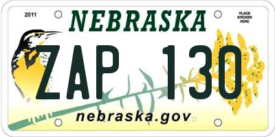 NE license plate ZAP130