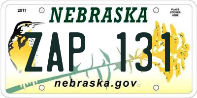 NE license plate ZAP131