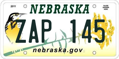 NE license plate ZAP145