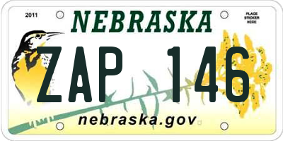 NE license plate ZAP146