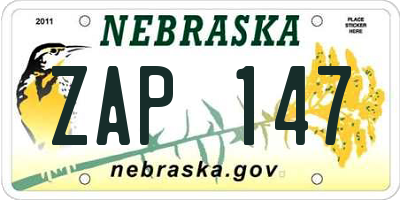 NE license plate ZAP147