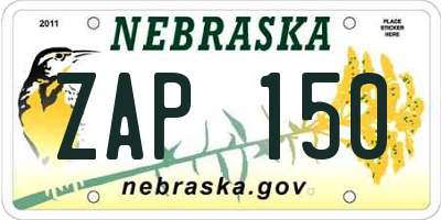 NE license plate ZAP150