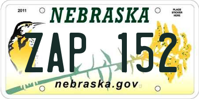 NE license plate ZAP152