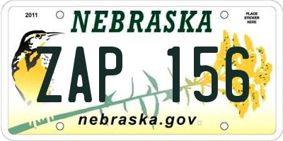 NE license plate ZAP156