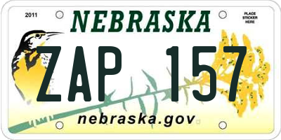 NE license plate ZAP157