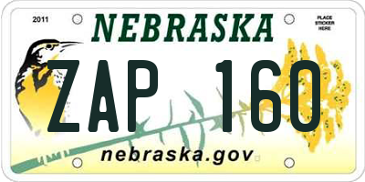 NE license plate ZAP160