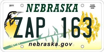 NE license plate ZAP163
