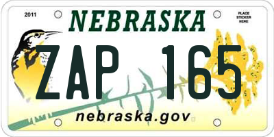 NE license plate ZAP165