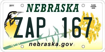NE license plate ZAP167