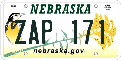 NE license plate ZAP171