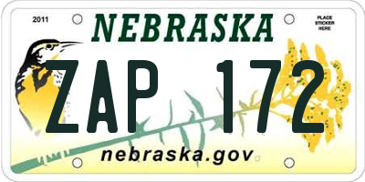 NE license plate ZAP172