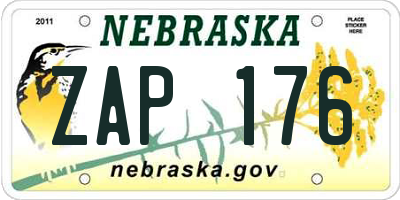 NE license plate ZAP176