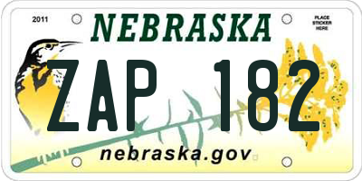 NE license plate ZAP182